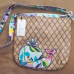 New Vera Bradley Tan Crossbody Bag with Whale Design. Size 10x10.